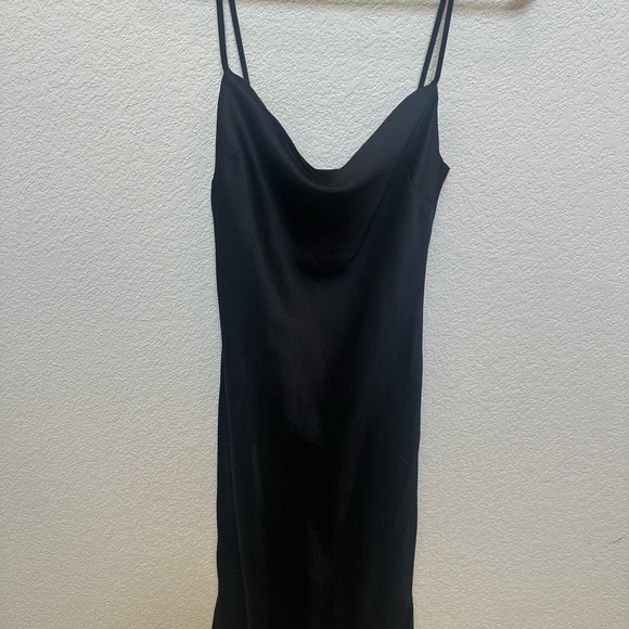 Express satin cowl midi Black Slip Dress - Picture 3 of 6